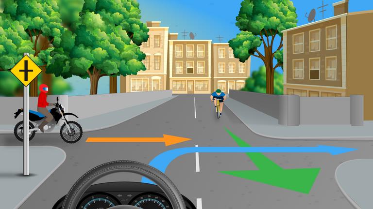 What should the car driver do in this situation?
