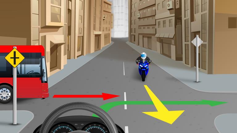 What should the car driver do in this situation?